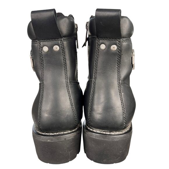 Harley Davidson Mens Black Leather Waterproof Biker Moto Boots Size US 8.5 - Picture 8 of 10
